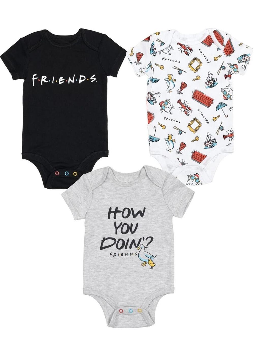 Friends TV Show 3 Pack Bodysuits Baby 12 Months How You Doin NEW